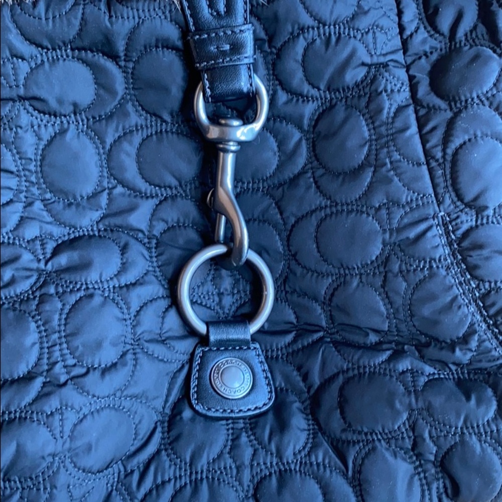 Coach Black Fur Trimmed Quilted Hobo Bag - Picture 4 of 7